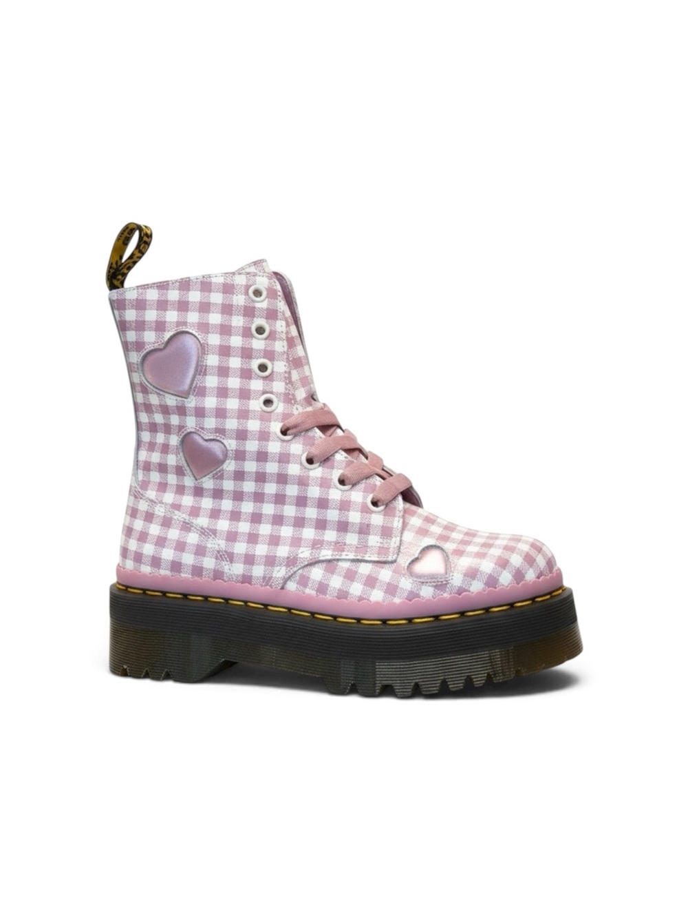 Dr. Martens Pink Gingham Jadon Heart White Dusty Rose - Picture 1 of 9